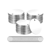 55 Stück Metallstempelrohlinge – 1,5 Zoll runde Edelstahlstempelrohlinge mit Loch, für die Schmuckherstellung