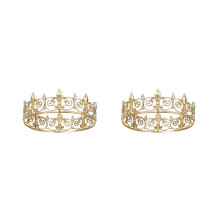 2x Koninklijke Kroon voor Heren - Prinsenkronen en Tiara's van Metaal, Volledig Ronde Verjaardagsfeestmutsen,