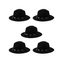 5X Fashion Heren- en Dameshoed van vilt met brede rand, western cowboyhoed (zwart)