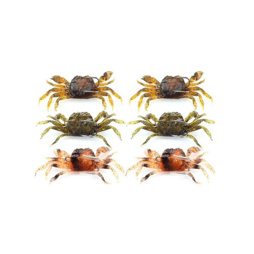 6 StüCk Krabben Angeln KöDer Set, Simulierte Krabben KöDer KüNstliche Fisch KöDer mit Scharfem Haken, 3D Weiche See KurbelköDer