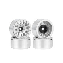 Set van 4 zilverkleurige metalen wielen van 1,55 inch voor modelauto's zoals de Axial SCX10 TRX4 TRX6