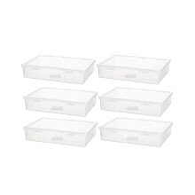 6-delars set med plastförvaringslådor på 18 x 23 x 5 cm med lock, mångsidiga pysselorganisatörer, plastbehållare