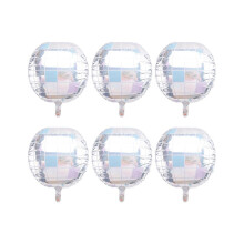 6 glitzernde Discokugel-Ballons, riesige, glänzende silberne Discokugel-Ballons aus Aluminiumfolie zur