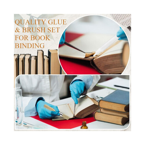 6-piece bookbinding glue set with brushes, bookbinding glue set for binding and repairing envelopes, 1