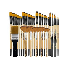 32-Teiliges Pinselset, KüNstlerserie, Nylonborsten mit Rundem, Quadratischem, Flachem FäCherpinsel, für Acrylmalerei, ÖL
