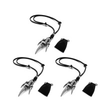 3X Alloy Leder Anhänger Halskette Dragon Claw Gothic Einstellbare 16 - 26 Zoll Kette Mann, Frau Silber Schwarz