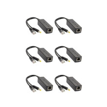 6X Gigabit PoE Splitter 10/100Mbps POE Splitter Ausgang 12V Power Over Ethernet IEEE 802.3af für IP Kamera Schwarz