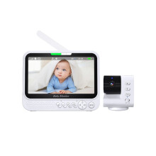 7-tums videobabyvakt, säkerhetsskydd, IR-nattseende, panorering/lutning/zoom-videoövervakning, temperatursensor,