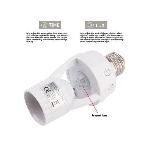 Intelligent motion sensor lamp holder with PIR induction adapter, lamp socket converter and automatic 2