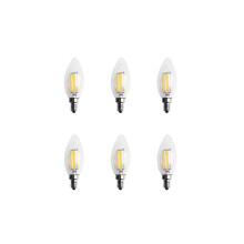 6 dimmbare E12 6-Watt-COB-Glühbirnen im Edison-Kerzenflammen-Design, 10 x 3,5 cm
