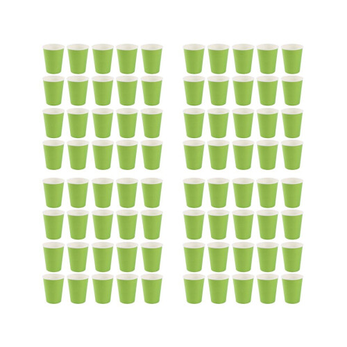 80 paper cups (9 oz) - Solid color birthday party tableware catering (green)