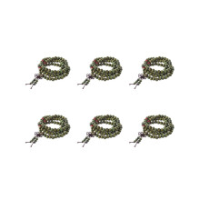6X Olivgruene Sandelholz-Perlen Buddhistische Mala Halskette Rosenkranz 29 Zoll