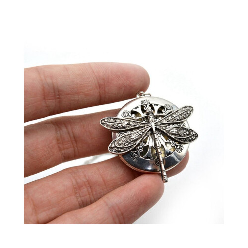 5-Piece Silver Dragonfly Aromatherapy Diffuser Pendant Necklace 1