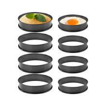 Set van 8 crumpetringen, antiaanbakringen voor Engelse muffins - Dubbel gerolde roestvrijstalen cakeringen