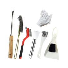 7-Piece Birdcage Cleaning Brush Set. Stainless Steel Bird Droppings Scraper. Pet Cage Cleaning Kit for Birdcages