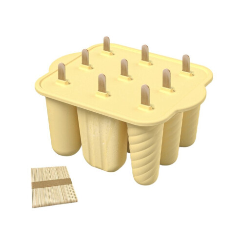 Silikon-Eisformen mit 9 Mulden, selbstgemachter Eisformer mit 50 Stielen B