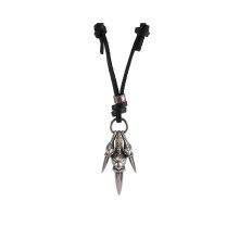 Alloy Leder Anhänger Halskette Dragon Claw Gothic Einstellbare 16 ~ 26 Zoll Kette Mann, Frau Silber Schwarz
