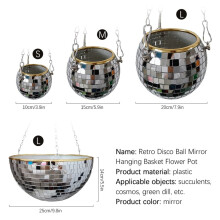 Disco Kugel Pflanzer Form HäNgende Vase Blumen TöPfe mit Abfluss Spiegel HäNgend Korb Zimmer Garten Dekoration-XL