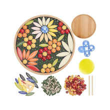 DIY mozaïek knutselset, bloemenmozaïek bamboe onderzetters set voor handgemaakte mozaïek onderzetters,
