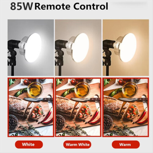 85W LED lamps for photographic lighting, E27 socket, with remote control 2