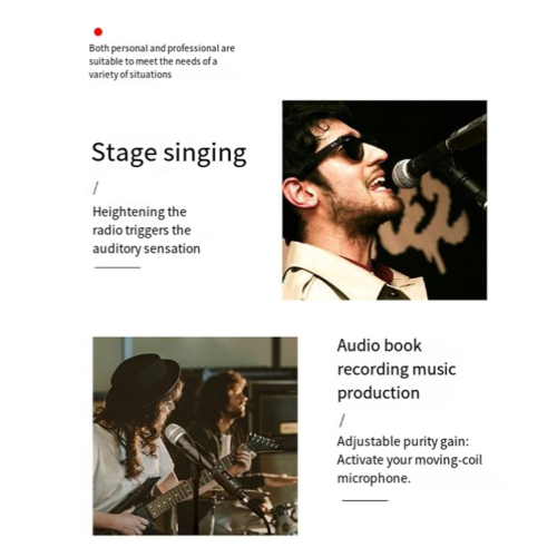 Rechargeable dynamic microphone preamplifier with LCD screen, 12dB-39dB 2