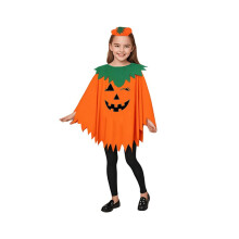 Halloween pompoen cosplay kostuum: pompoenponcho met hoofdband, Halloweenkostuum voor kinderen