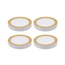 Gold Einweg-Kunststoffteller -Lace Design Hochzeitsfeier Kunststoffplatten, Gold Lace Teller Salat / Dessert Teller 100Pack-7.5 Zoll