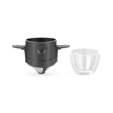 Hopfällbart kaffefilter av 304 rostfritt stål, dubbelskiktad kaffetratt, teleskopisk, droppfri filterpappersfilterkopp