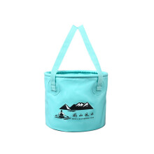 Foldable bucket with handle for camping, fishing, hiking, foldable water container, handbag-sized, portable,