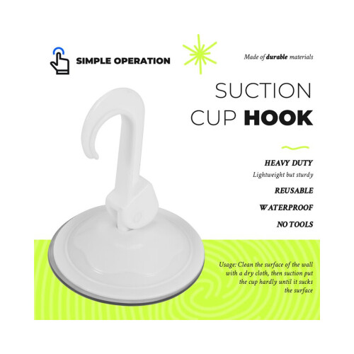 Household Wardrobe White Plastic 7cm Diameter Suction Cup Single Hook Wall Hook 1