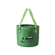 Foldable bucket with handle for camping, fishing, hiking, foldable water container, handbag-sized, portable,