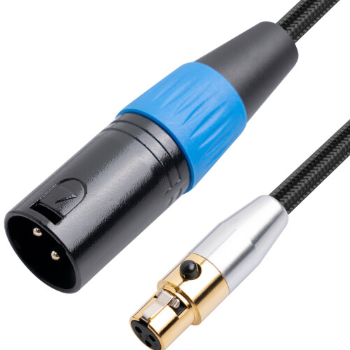Mini XLR plug to XLR socket adapter cable, balanced cable, 1 foot/0.3 m. 1