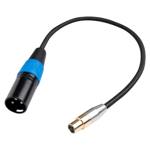 Mini XLR plug to XLR socket adapter cable, balanced cable, 1 foot/0.3 m. 2