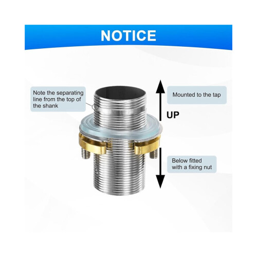 Stainless steel pipe fitting extension set with locking nut, nut and washer 2