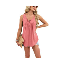 Fließendes, ärmelloses, locker sitzendes Damen-Tanktop mit Faltenrock für den Sommer, rosa, Größe S