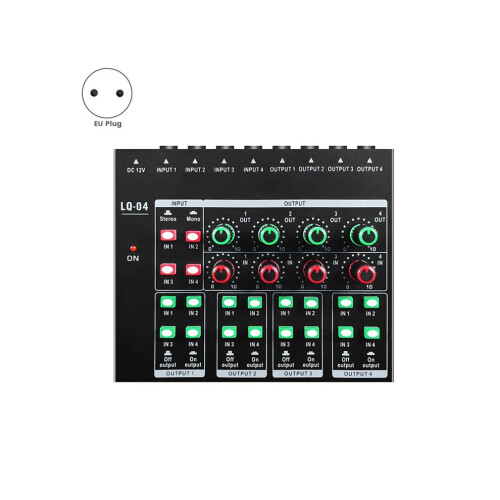 GAX-LQ04 Audio Crossover Small Mixer Multi-Channel Headphone Amplifier EU Plug 1