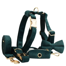 Dark green fabric pet collar, dog collar, outdoor dog leash, dog collar, S