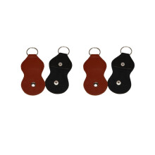 Gitarrenplektrum-Halterungsbox - Schlüsselanhänger-Etuis aus Leder für Plektrums (4er-Pack - Schwarz)