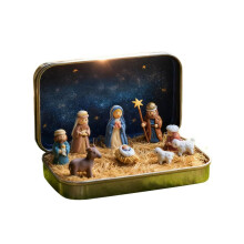 Small Nativity Scene - Pocket-Sized Nativity Set, Small 3D Saint Figures, Religious Christmas Decorations