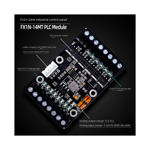 FX1N-14MT PLC industrial control board + housing PLC module analog input / output with guide rail delay relay module 1