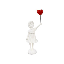 Little girl with balloon figure, statue, sculpture, living room, study, bedroom, decoration, home table decoration, white