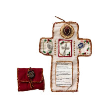 Gebedsdoek met kruisbeeld erin, handgemaakt katholiek zakaltaar, draagbaar zakgebedsdoek met bijbelverzen