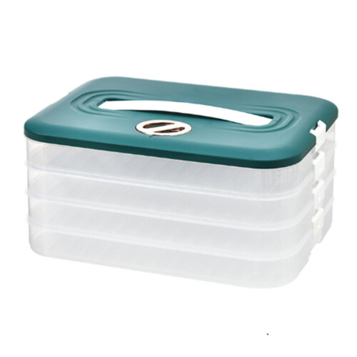 Dumpling box storage box refrigerator dumpling freezing multi-layer freezer quick-freeze dumpling box navy blue