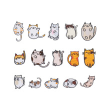 Embroidered iron-on patches, 15 pieces Vivid Cute Cat Embroidery Patches for Jeans Jackets Sewing Appliques DIY Accessories