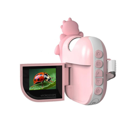 Microscope for children, portable microscope with 8 adjustable LED lights, 2-inch LCD screen, pocket microscope camera