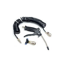 Air blower duster set with 5-meter long PU spiral hose for truck air compressor, dust removal, air blower cleaning nozzle tool
