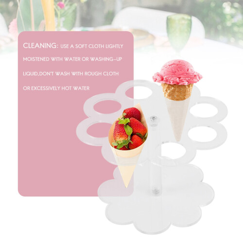 Detachable 8-hole acrylic ice cream cone holder stand 2