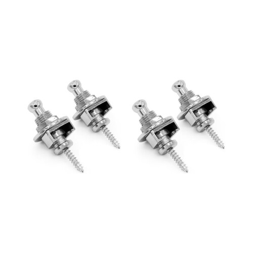 Premium Guitar Strap Locks and Knobs, Safety Quick Release Strap Retainer System, Nickel (4 Pieces)