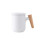 Ceramic teacup with lid and filter, large capacity, wooden handle, coffee cup, tea-water separation, 1