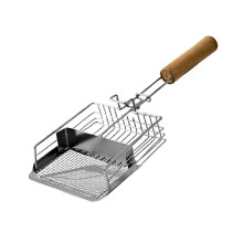 Kattsandskopa, kattskopa, ergonomiskt trähandtag, metall, husdjurstillbehör med krok för inomhusbruk,